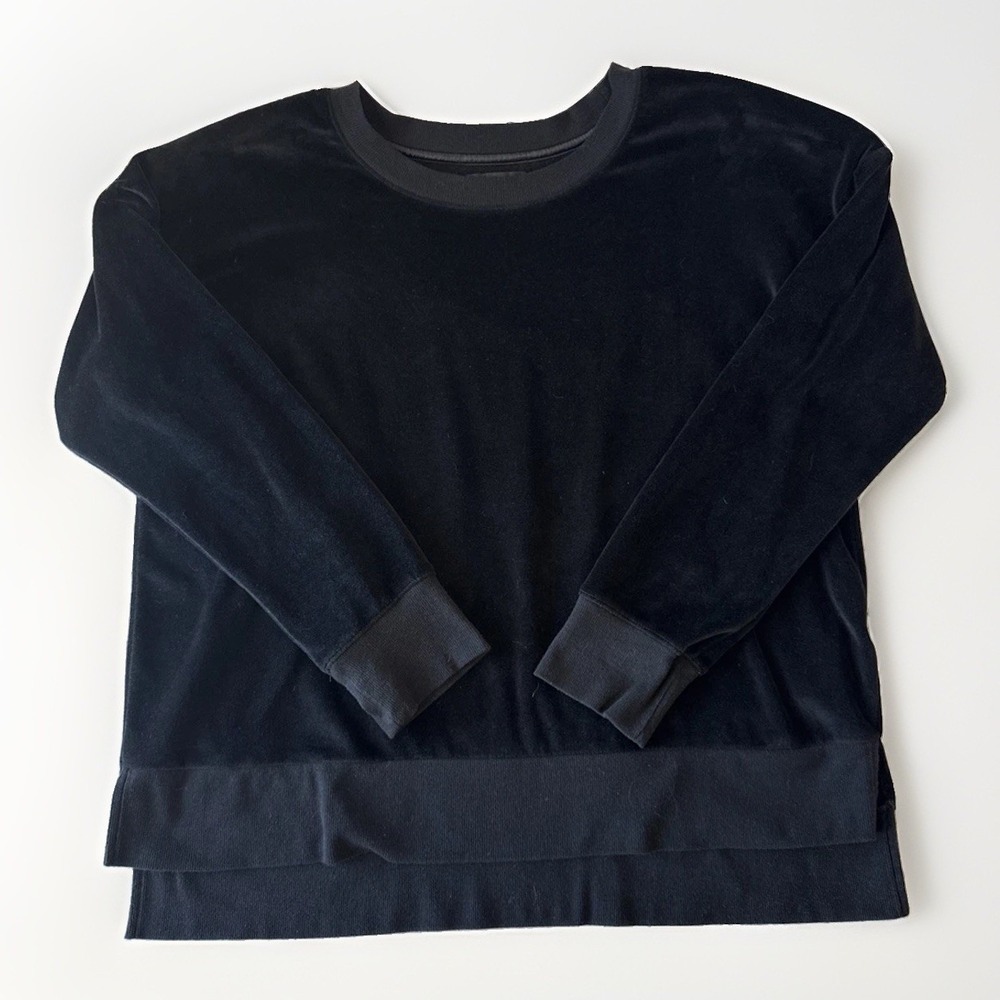 Donna Karan Sleepwear Womens Black Fleece Pajama Lounge Sweatshirt Large
